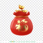 Png 3D túi vải thỏi vàng gold bar-shaped fabric bag 24012026a