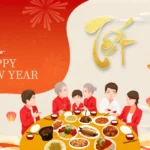 Năm mới tết psd vẽ minh hoạ màu đỏ 08012026