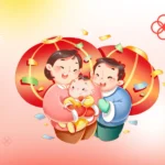 Psd tết năm mới màu đỏ gia đình Red family New Year 24012026
