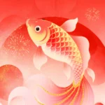 Psd màu đỏ con cá năm mới red New Year fish design. 13022026