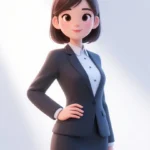Jpg người phụ nữ hoạt hình 3D mặc vest animated woman wearing a suit 10309