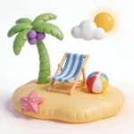 3D óc đảo, đám mây, ghế bãi biển, oasis, clouds, beach chairs 9996