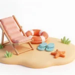 3D ghế bãi biển, phao bơi, sao biển, beach chairs, swimming floats, starfish 10002