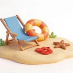 3D ghế bãi biển, phao bơi, sao biển, beach chairs, swimming floats, starfish 10005