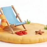 3D ghế bãi biển, phao bơi, sao biển, beach chairs, swimming floats, starfish 10011