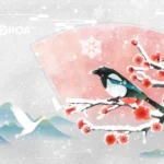 Psd mùa xuân hoa đào chim sẻ spring, cherry blossoms, and sparrows. 10150