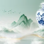 Psd phong cảnh thuỷ mạc phong cách trung quốc Chinese-style landscape painting 10658