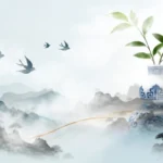 Psd phong cảnh thuỷ mạc phong cách trung quốc Chinese-style landscape painting 10661