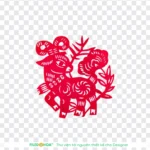 Png hình con dê cắt giấy kiểu trung quốc Chinese-style paper-cut goat 11451
