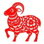 Jpg photo hình con dê cắt giấy kiểu trung quốc Chinese-style paper-cut goat 11432