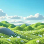 Jpg photo bải cỏ xanh mây trắng green grass and white clouds 11683