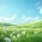 Jpg photo bải cỏ xanh mây trắng green grass and white clouds 11689