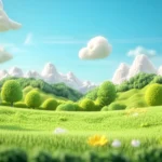Jpg photo bải cỏ xanh mây trắng green grass and white clouds 11692