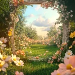 Jpg photo bãi cỏ cổng hoa hình nền lawn, flower gate, wallpaper 11650