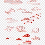 Png mẫu mây truyền thống trung quốc đường kẻ đỏ traditional Chinese cloud pattern with red lines 13634