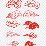 Png mẫu mây truyền thống trung quốc đường kẻ đỏ traditional Chinese cloud pattern with red lines 13629