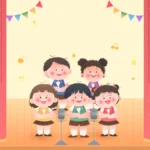 Vector hình vẽ minh hoạ trẻ em ca hát vui chơi illustration of children playing 13564
