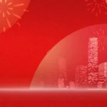 Psd background màu đỏ thành phố pháo hoa Red city fireworks 15308
