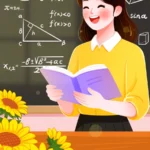 Psd hình vẽ minh hoạ giáo viên ngày nhà giáo illustration of a teacher for Teachers’ Day 17456